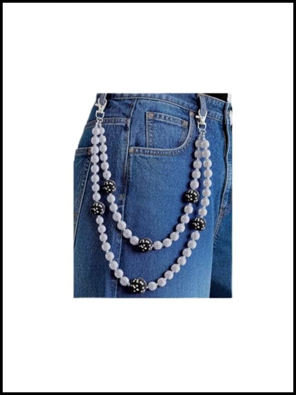 Layered Ceramic Bead Wallet Chain for Men Women Jean Pocket Keychain